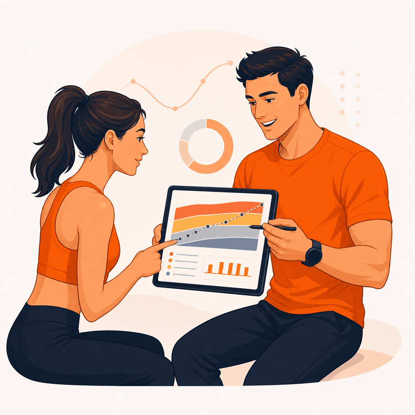 Coach reviewing measured training zones with an athlete