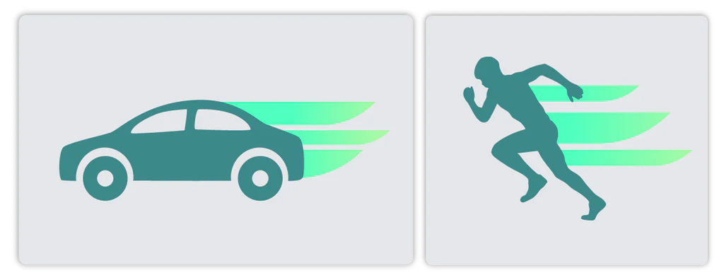 Symbol eines Autos und einer laufenden Person